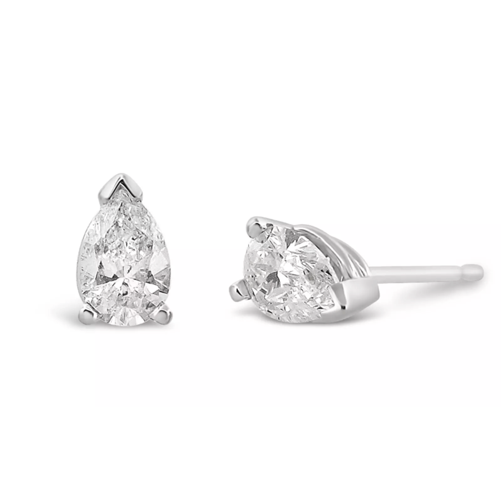 Pear cut shaped diamond earring studs.