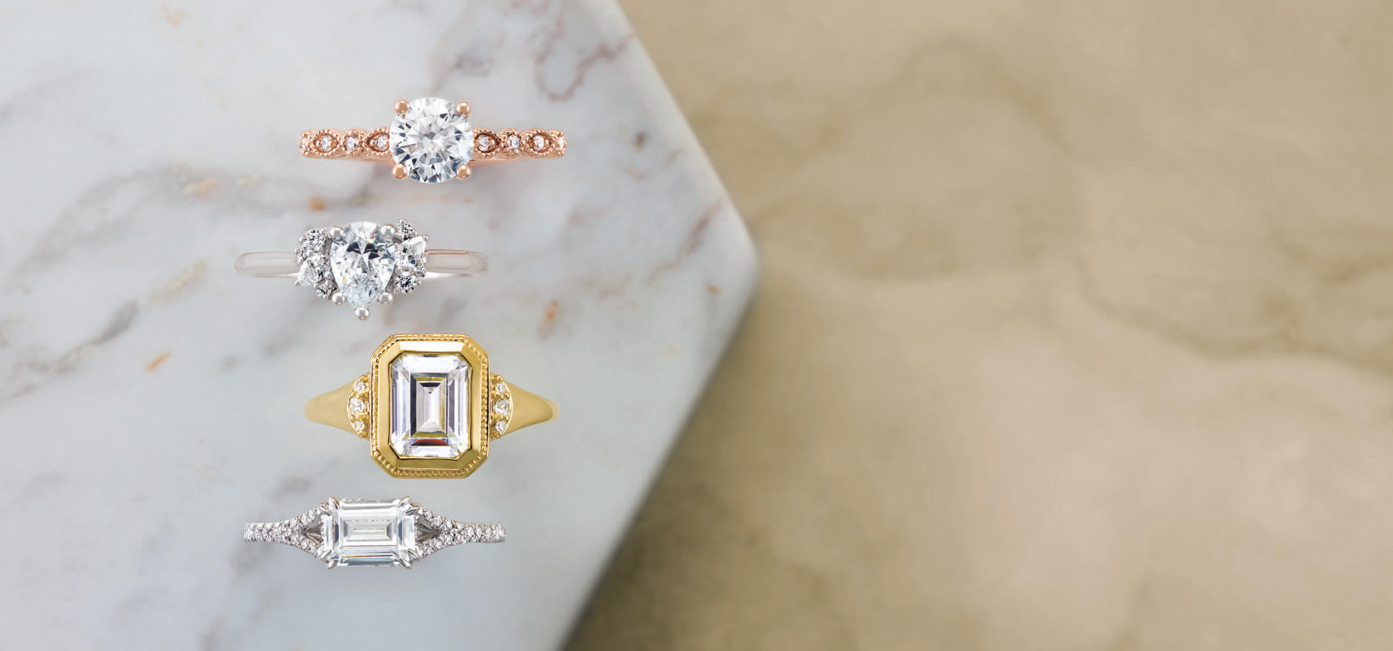 Four types of stunning engagement rings that are trending in 2023.