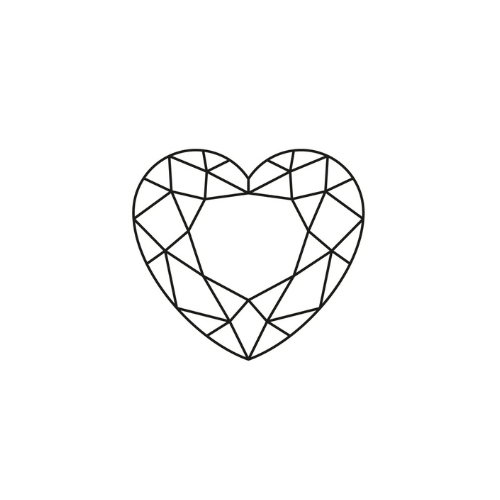 white background with black vector graphic of a heart cut diamond