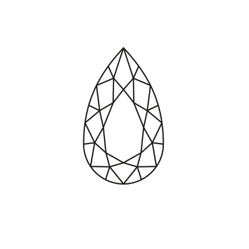 white background with black vector graphic of a pear shaped diamond